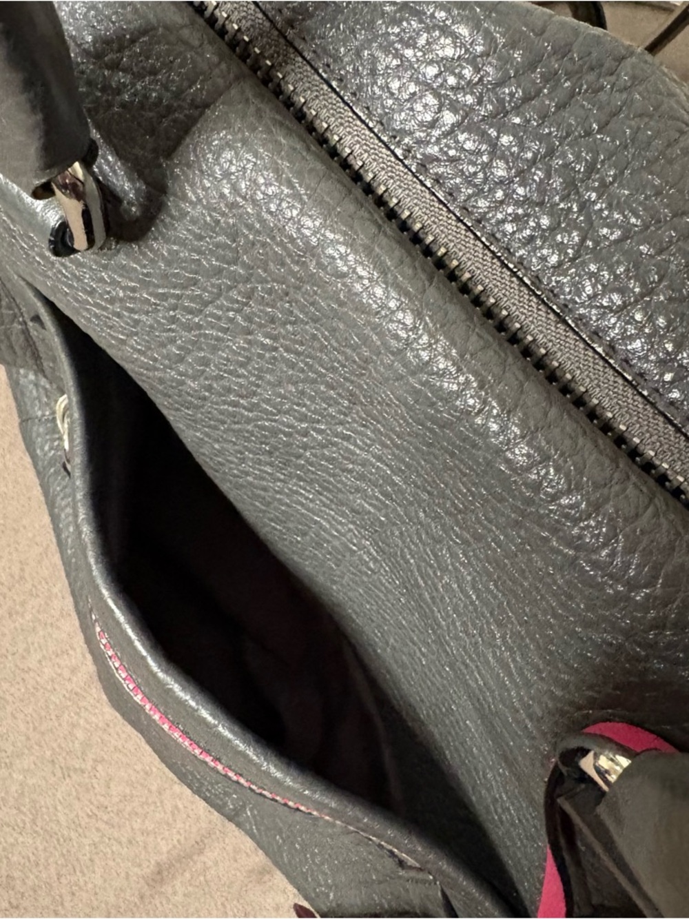 COACH Legacy Graphite Berry/ Grey Textured Leather "Molly" Satchel Bag #21140 - Picture 5 of 12